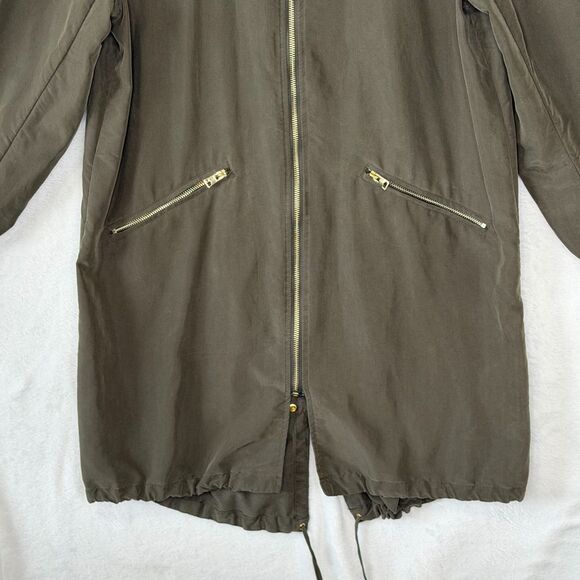 Divided H&M Women's L Olive Green Light-weight Long Full Zip Bomber Jacket - Picture 6 of 16